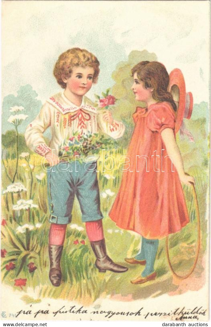 T2/T3 1902 Romantic Children Couple. E.G. 741. Litho - Ohne Zuordnung