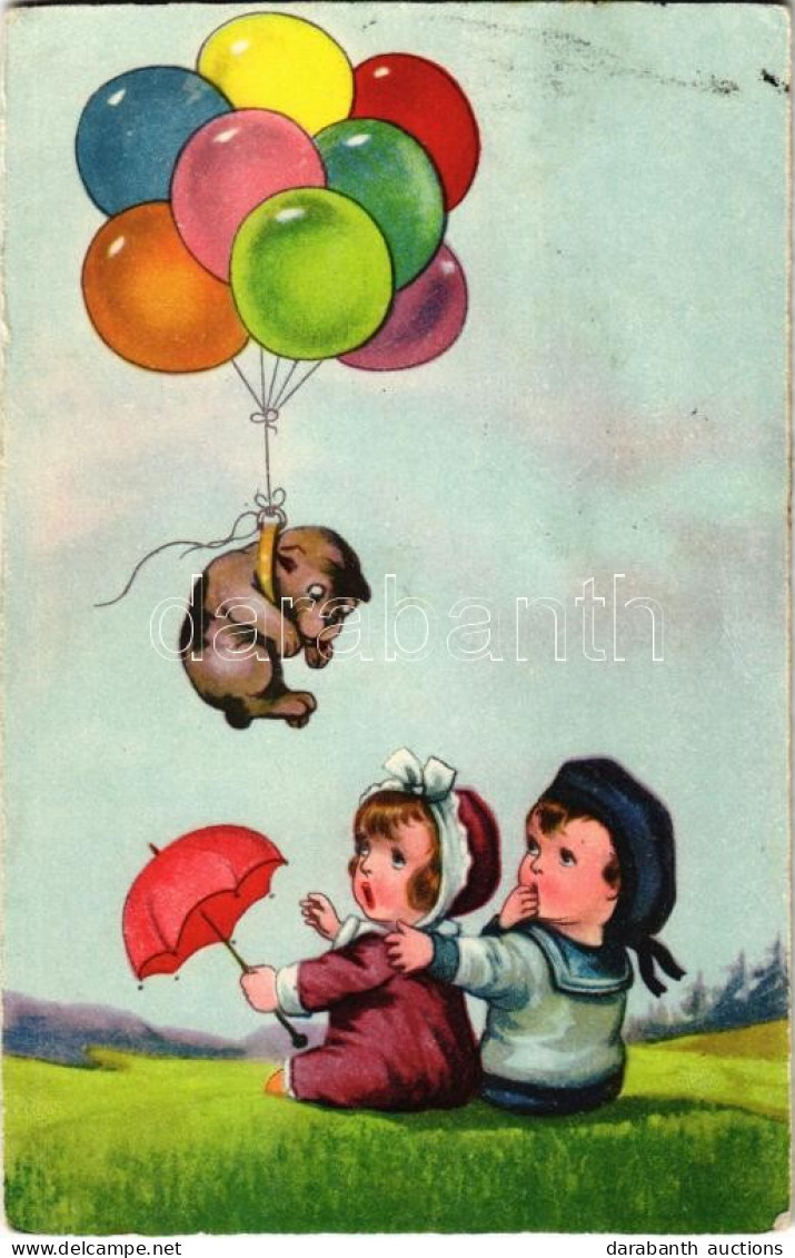 * T3 Children Art Postcard, Dog With Balloons. Amag 0181. (Rb) - Unclassified