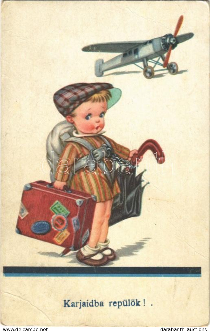 T3 1940 Karjaidba Repülök! / Children Art Postcard. EAS Nr. 2106. (EB) - Ohne Zuordnung