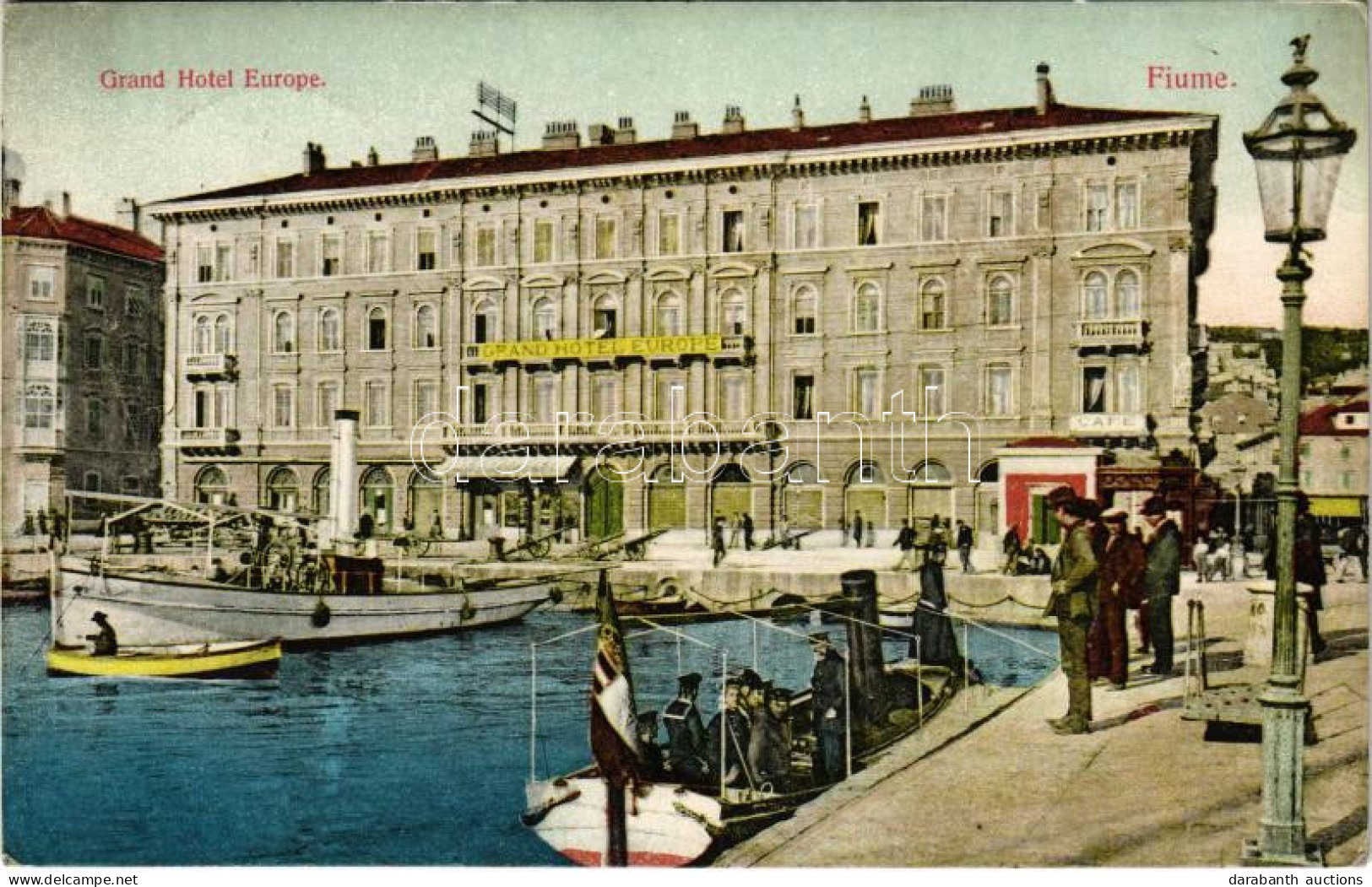 T2 1910 Fiume, Rijeka; K.u.k. Kriegsmarine Matrosen / Grand Hotel Europe, Cafe / Osztrák-magyar Matrózok A Kikötőben. Di - Ohne Zuordnung