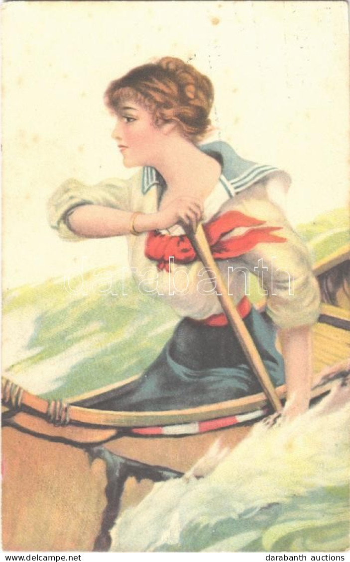 T2/T3 1916 Lady In Rowing Boat. Litho (fl) - Non Classés