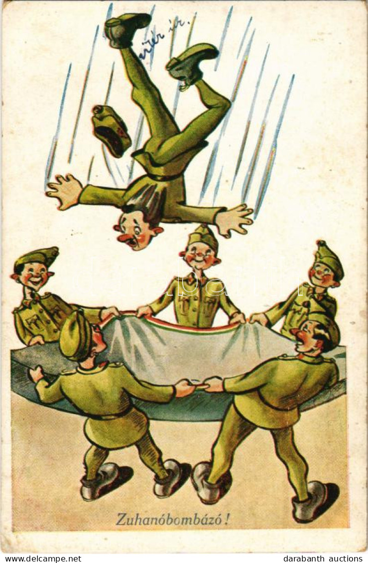 T2/T3 1942 Zuhanóbombázó! Második Világháborús Magyar Katonai Humor / WWII Hungarian Military Humour Art Postcard (EK) - Sin Clasificación