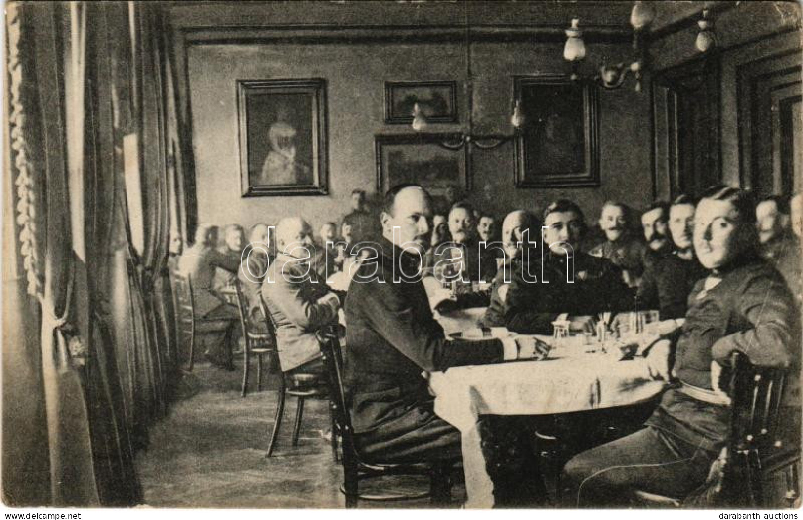 * T3 1917 Magyar Katonai Tiszti étterem Belseje Ebéd Közben. Löbl Dávid és Fia Kiadása (Rb) - Sin Clasificación