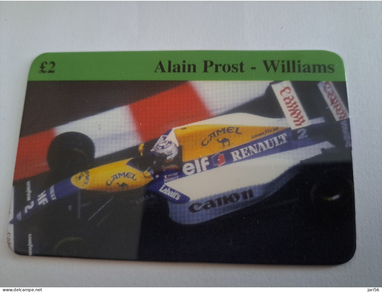 GREAT BRITAIN / 2 POUND  / RACE CAR/  ALAN PROST - WILLIAMS    /    PREPAID CARD/ USED   **15715** - Collezioni