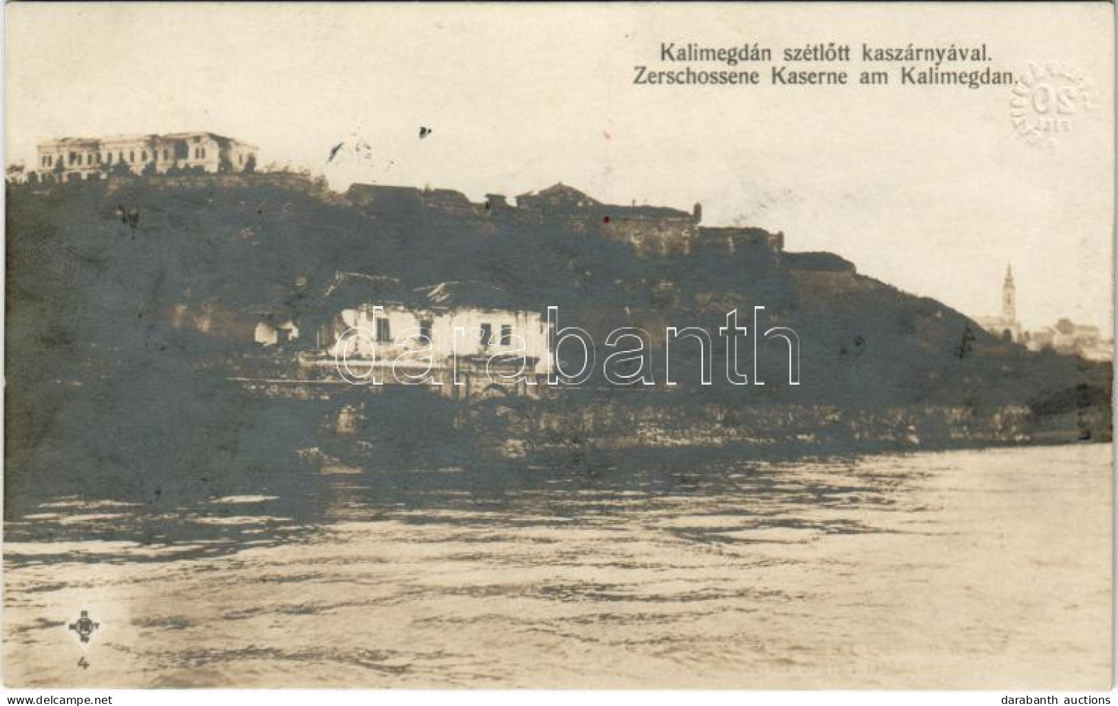 * T1/T2 Belgrád, Kalimegdán Szétlőtt Kaszárnyával / Zerschossene Kaserne Am Kalimegdan / WWI Destroyed Castle In Belgrad - Ohne Zuordnung