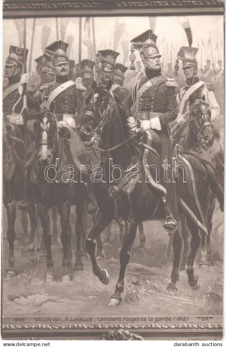 ** T2/T3 Lanciers Rouges De La Garde (1812) Salon 1911. / French Military Art Postcard, Red Lancers Of The Imperial Guar - Ohne Zuordnung