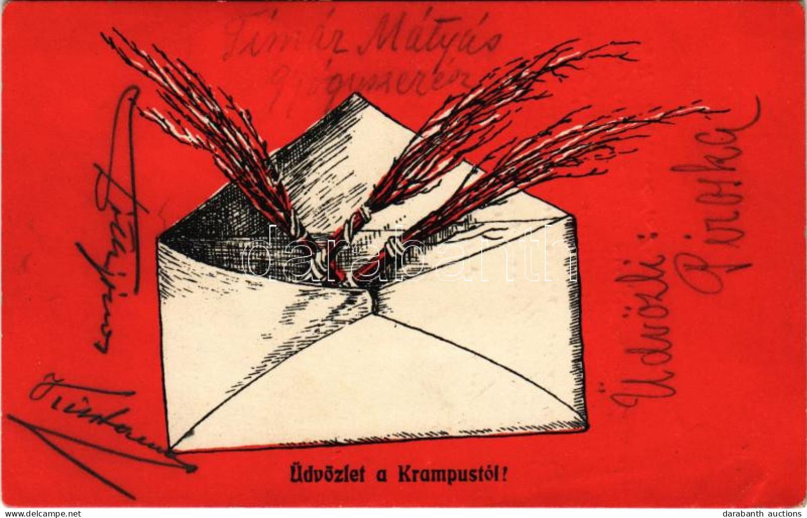 T2/T3 Üdvözlet A Krampusztól! Virgács Borítékban. C.H.W. VIII/2. 2501-19. / Krampus Greeting, Birch In Envelope (EK) - Non Classificati