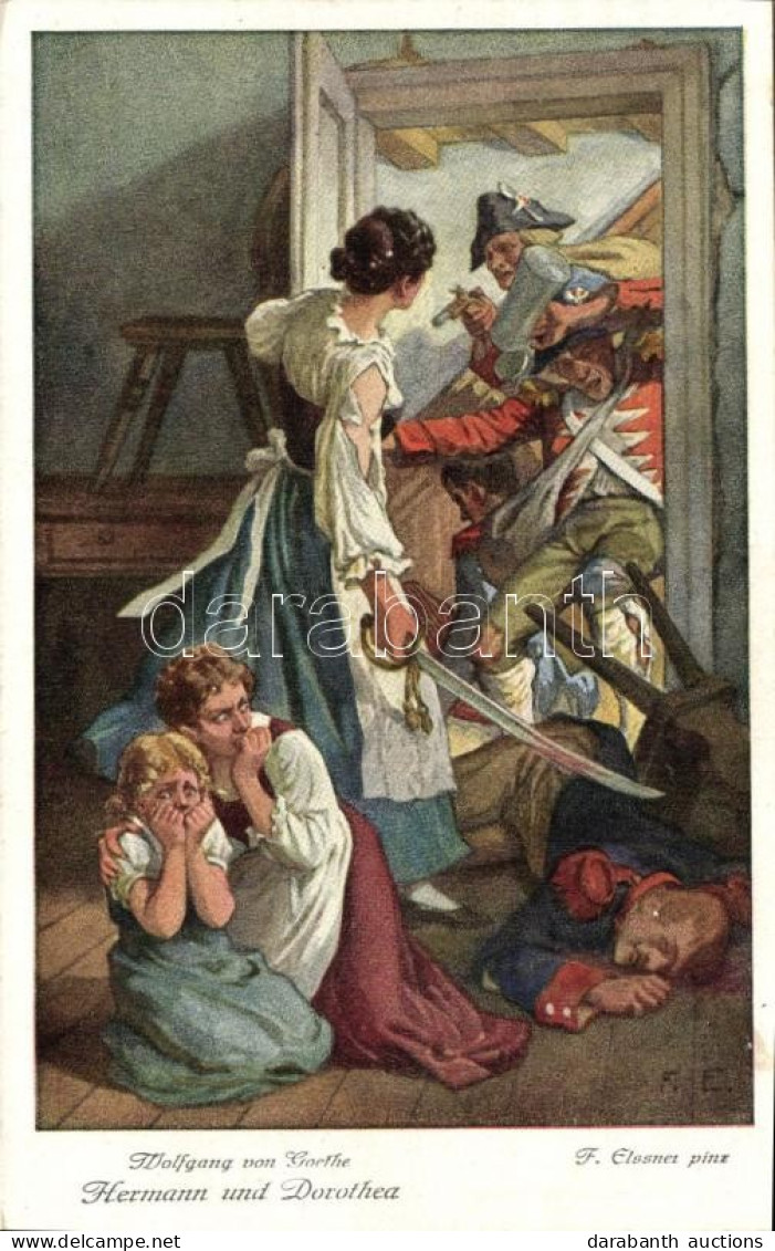 * T2 'Hermann Und Dorothea' / '', Art Postcard Based On Wolfgang Von Goethe's Epic Poem, S: F. Elssnei - Sin Clasificación