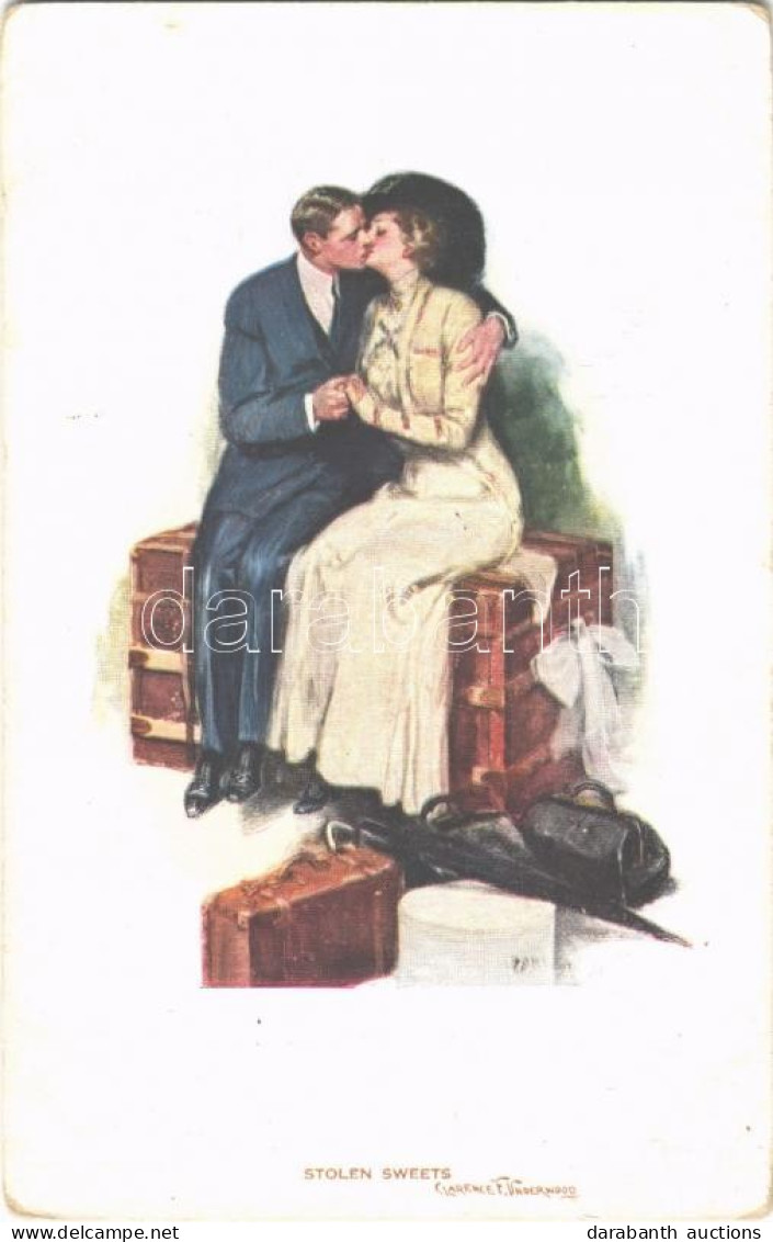 ** T2/T3 Stolen Sweets. Romantic Couple, Lady Art Postcard S: Clarence F. Underwood (EK) - Unclassified