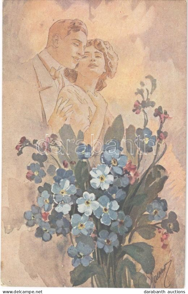 * T2/T3 1921 Romantic Couple. Lady Art Postcard. Serie 1042-4. Artist Signed (EK) - Unclassified