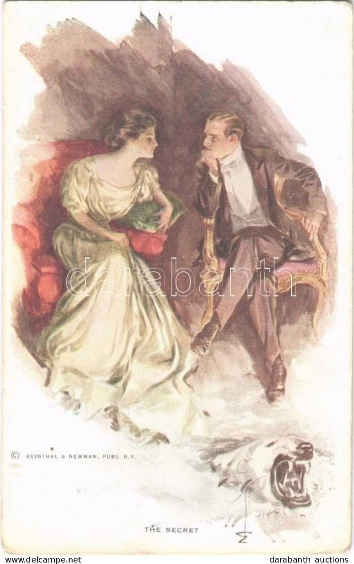** T2/T3 The Secret. Romantic Couple, Lady Art Postcard. Reinthal & Newman No. 607. S: Harrison Fisher (EK) - Zonder Classificatie