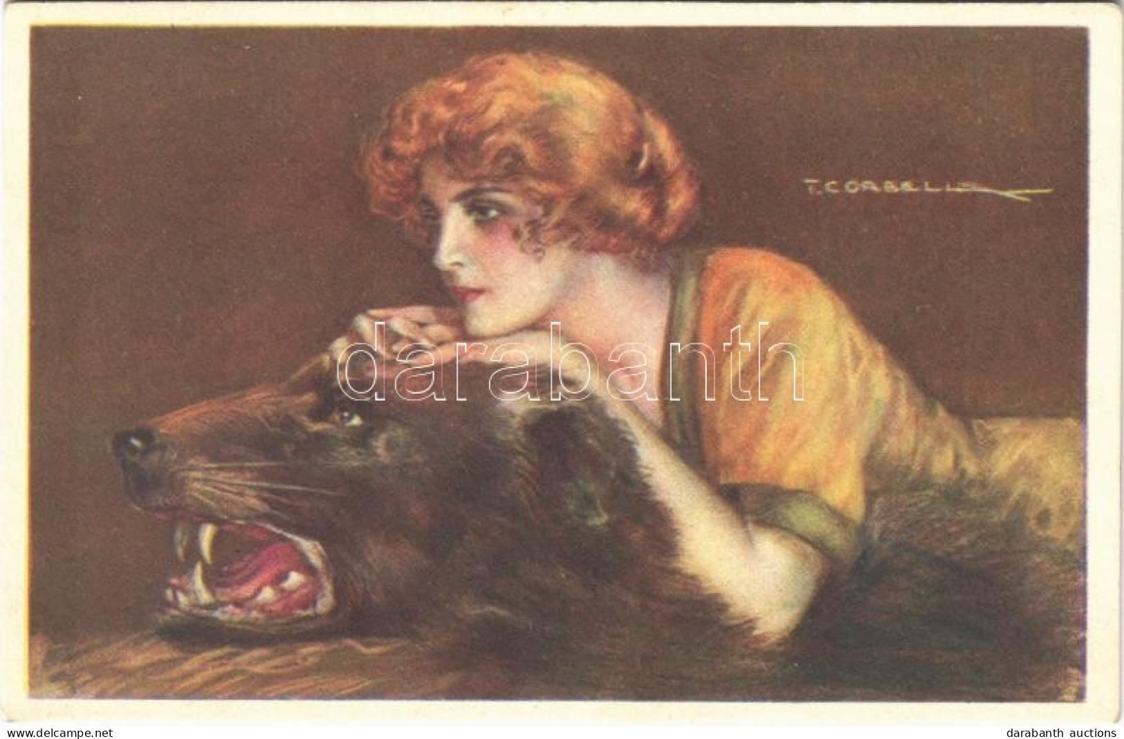 * T2 1922 Italian Art Postcard, Lady With Bear. Anna & Gasparini 371-3. S: T. Corbella - Non Classés