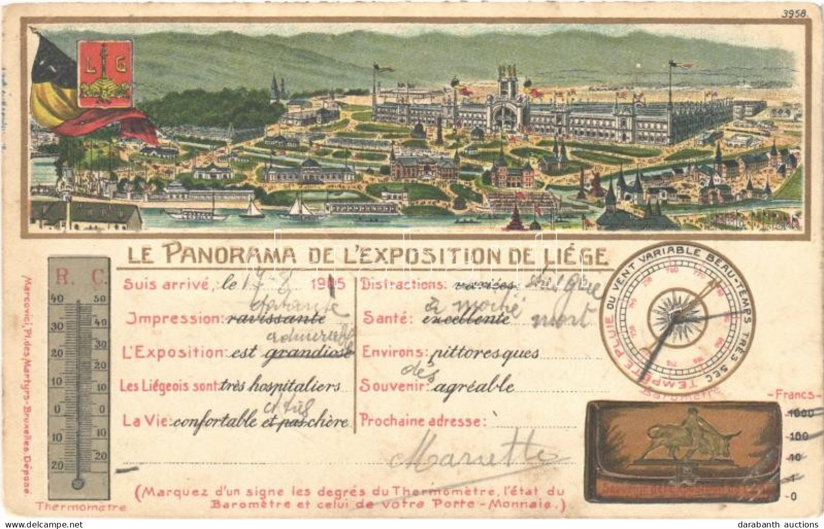 T2/T3 1905 Souvenir De L'Exposition De Liege. Le Panorama / Liege International World's Fair Advertisement Card. Belgian - Sin Clasificación