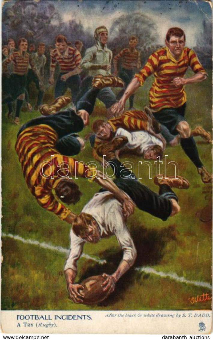 T2/T3 1910 A Try (Rugby). Raphael Tuck & Sons "Oilette" "Football Incidents" Postcard 1746. S: S. T. Dadd (EK) - Non Classificati