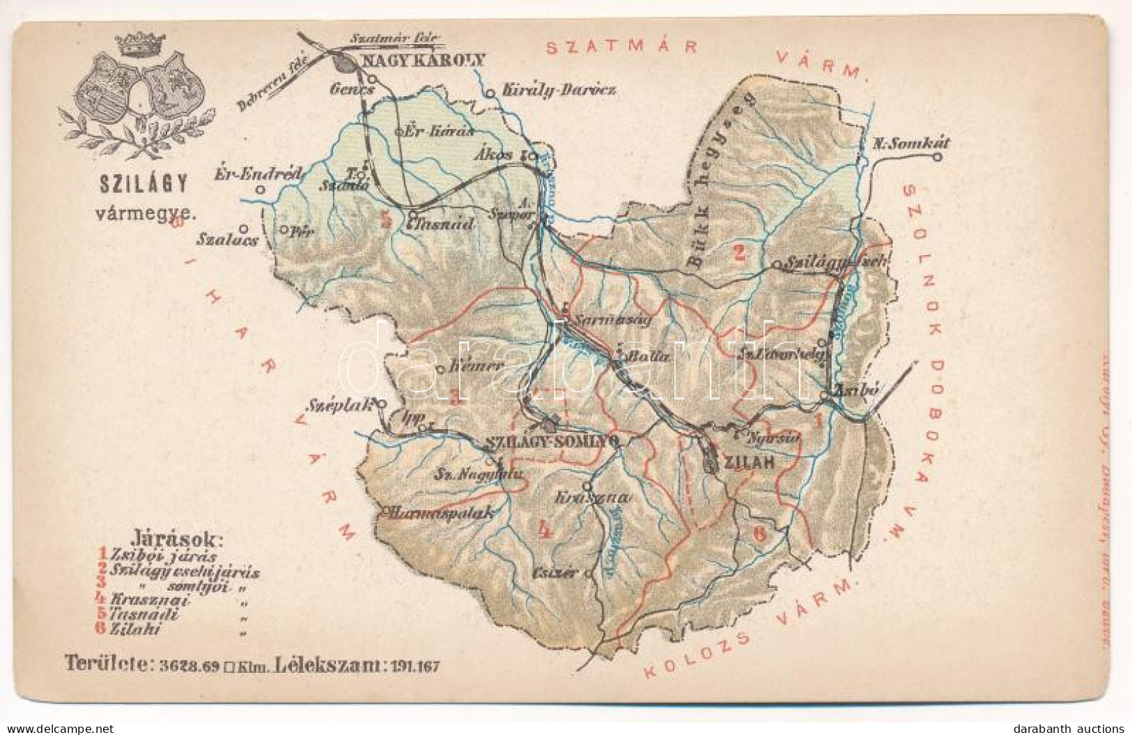 ** T2/T3 Szilágy Vármegye Térképe. Kiadja Károlyi Gy. / Map Of Salaj County (EK) - Sin Clasificación