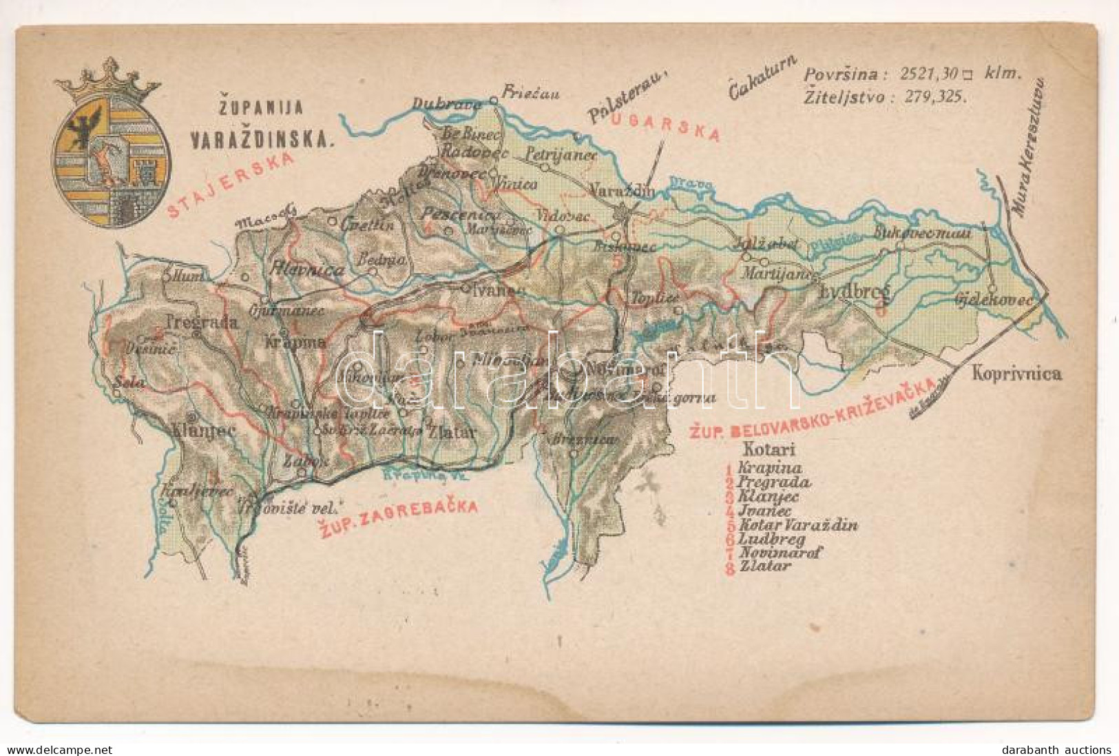 * T3 Varasd Vármegye Térképe / Zupanija Varazdinska / Map Of Varasd County (EK) - Zonder Classificatie