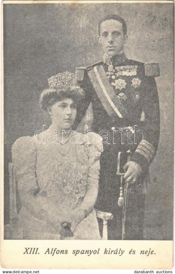 T2/T3 1910 XIII. Alfonz Spanyol Király és Neje. Biró A. Felvétele / Alfonso XIII, King Of Spain And The Queen (EK) - Zonder Classificatie