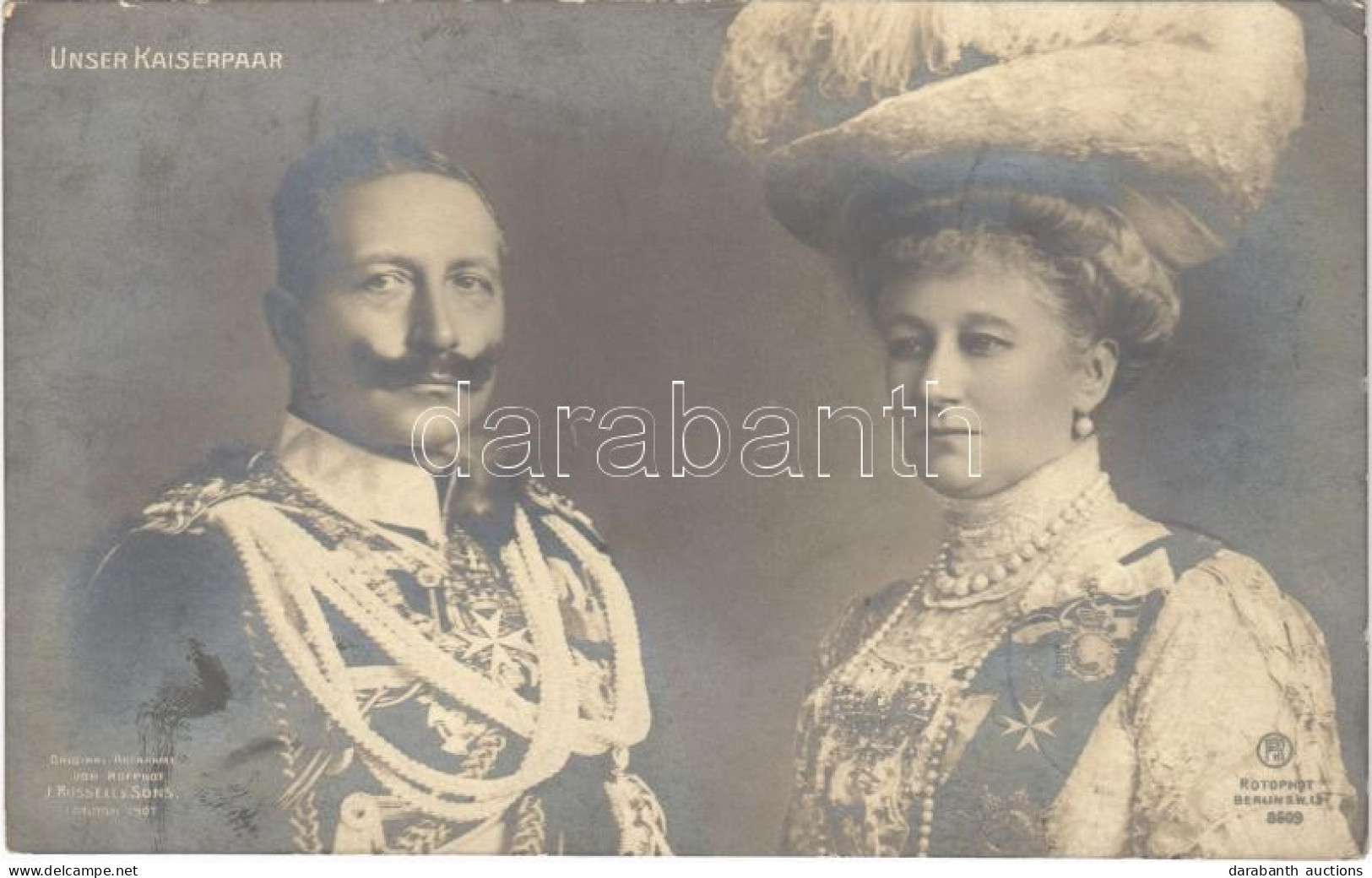 T2/T3 1908 Unser Kaiserpaar / Emperor Wilhelm II And Augusta Victoria Of Schleswig-Holstein. Original Aufnahme V. Hofpho - Unclassified