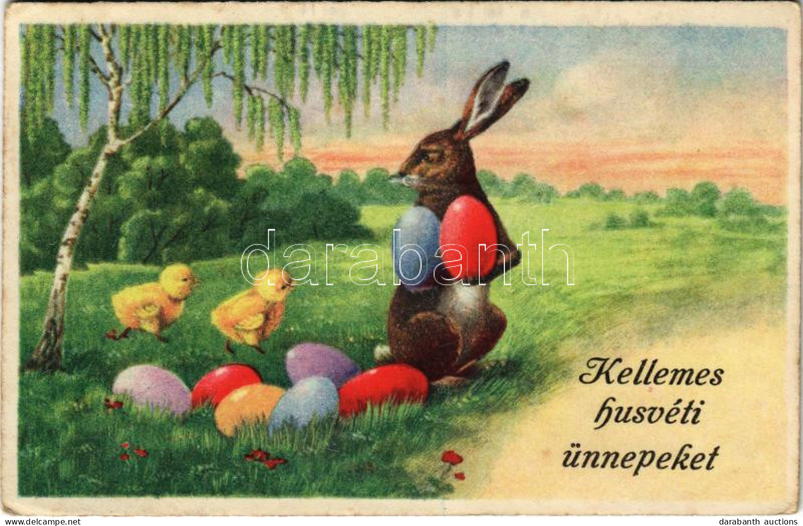 T2/T3 1942 Kellemes Húsvéti ünnepeket! Nyuszi és Hímes Tojások / Easter Greeting, Rabbit And Painted Eggs. Rokat 1434. ( - Sin Clasificación