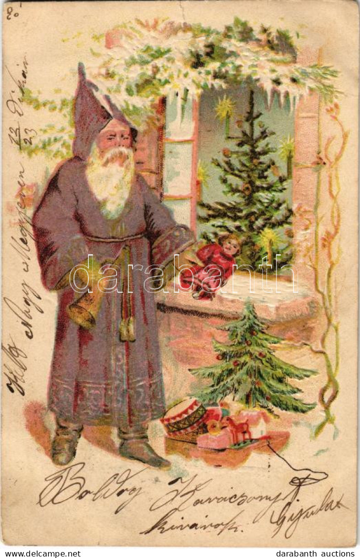 T2/T3 Mikulás Játékokkal / Saint Nicholas With Toys. Emb. Litho (kis Szakadás / Small Tear) - Non Classés