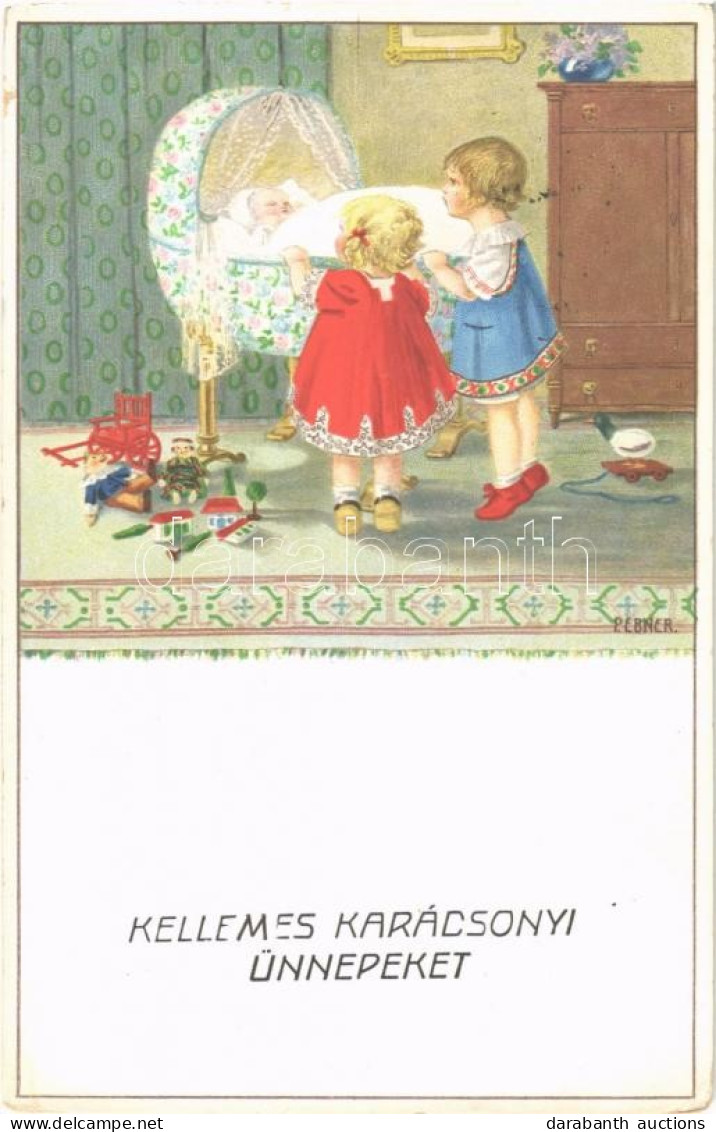 * T2/T3 1934 Kellemes Karácsonyi Ünnepeket! / Christmas Greeting Children Art Postcard. M.M. Nr. 878. S: Pauli Ebner (Rb - Ohne Zuordnung