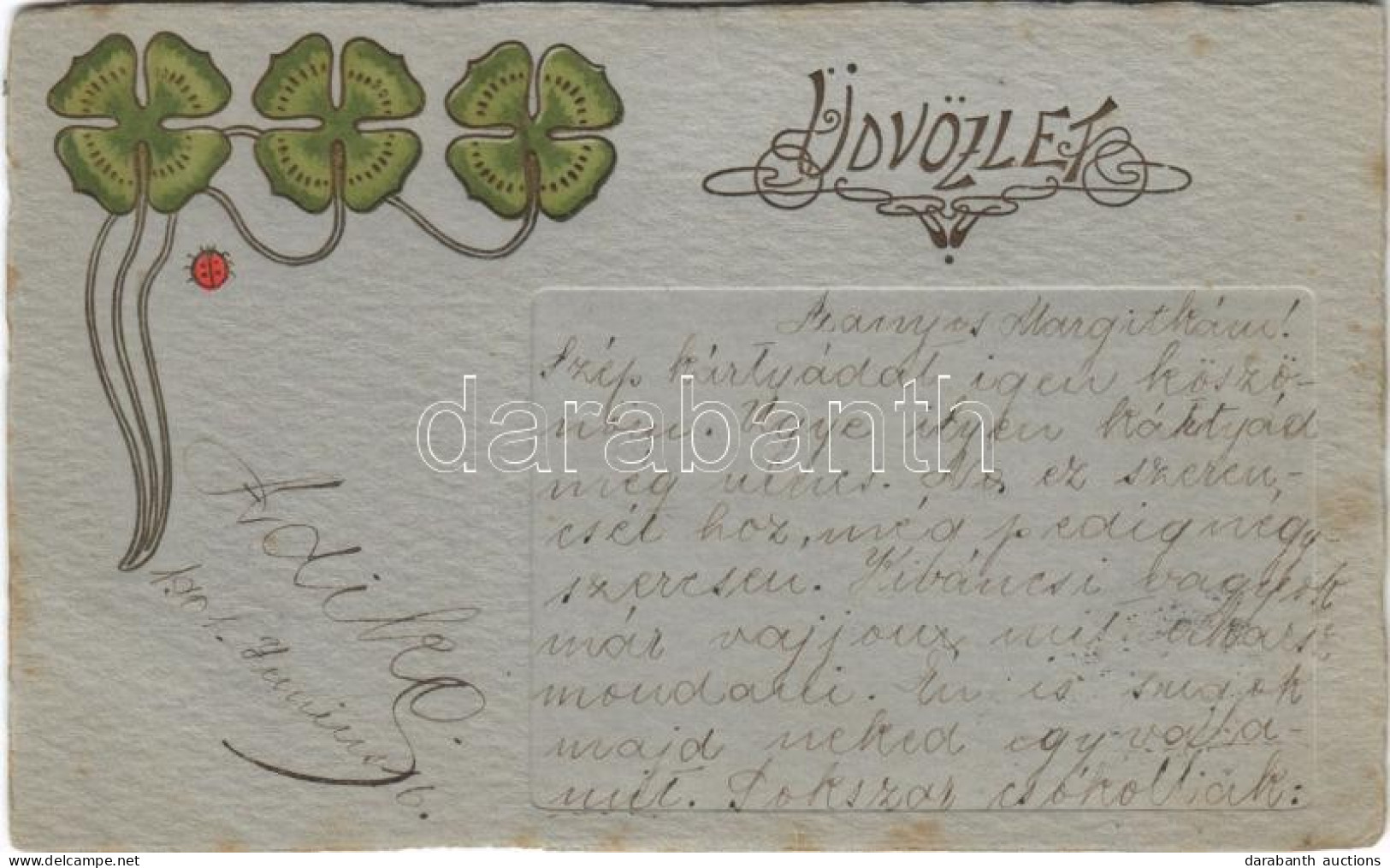 T2/T3 1901 Üdvözlet / Art Nouveau Greeting Card With Clovers. Emb. Litho (EK) - Unclassified