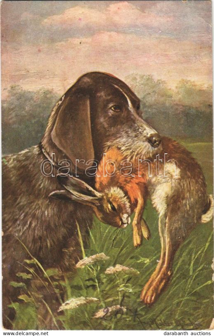 * T2/T3 Hunting, Hunter's Dog With Rabbit. K.V.B. Serie 9005. Artist Signed (EK) - Unclassified