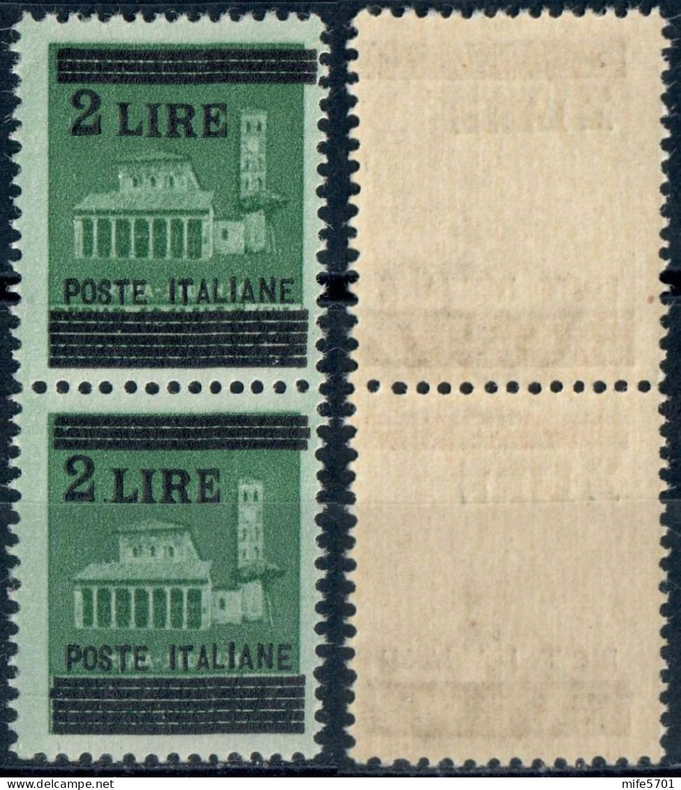 LUOGOTENENZA 1945 COPPIA MONUMENTI DISTRUTTI SOPR.L. 2 / C. 25 - NUOVI MNH ** SASSONE 525 - Mint/hinged