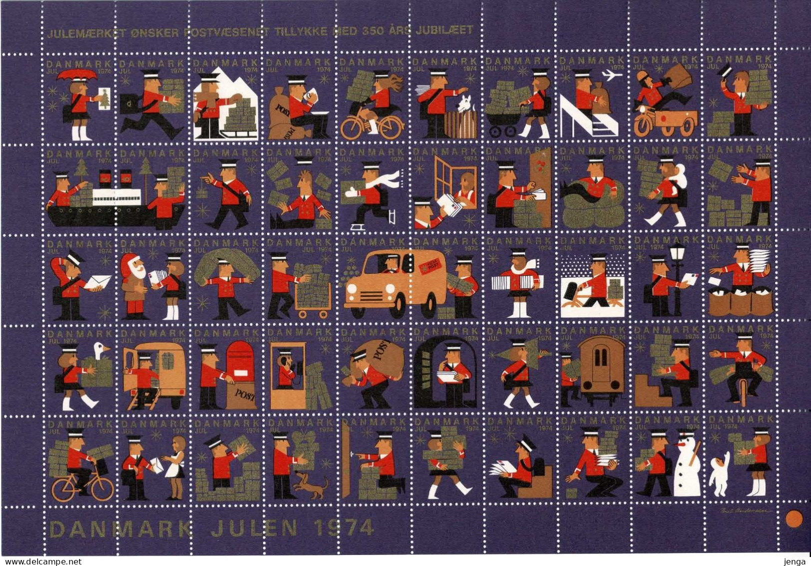 Denmark; Christmas Seals.  Full Sheet 1974; MNH(**). - Volledige & Onvolledige Vellen