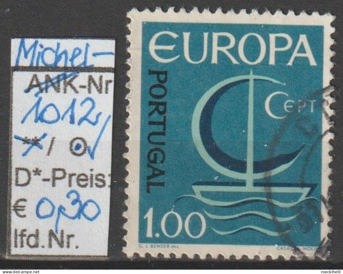 1966 - PORTUGAL - SM "Europa - Stil. Boot" 1,00 E Mehrf. - O Gestempelt - S.Scan (port 1012o) - Usado