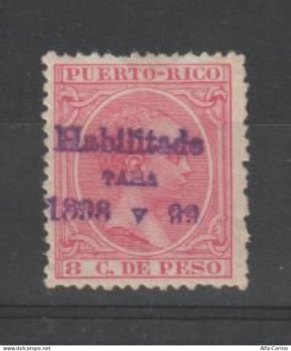 PUERTO-RICO:  1898  OVERPRINTED  -  8 C. NO  GLUE  -  YV/TELL. 165 - Puerto Rico