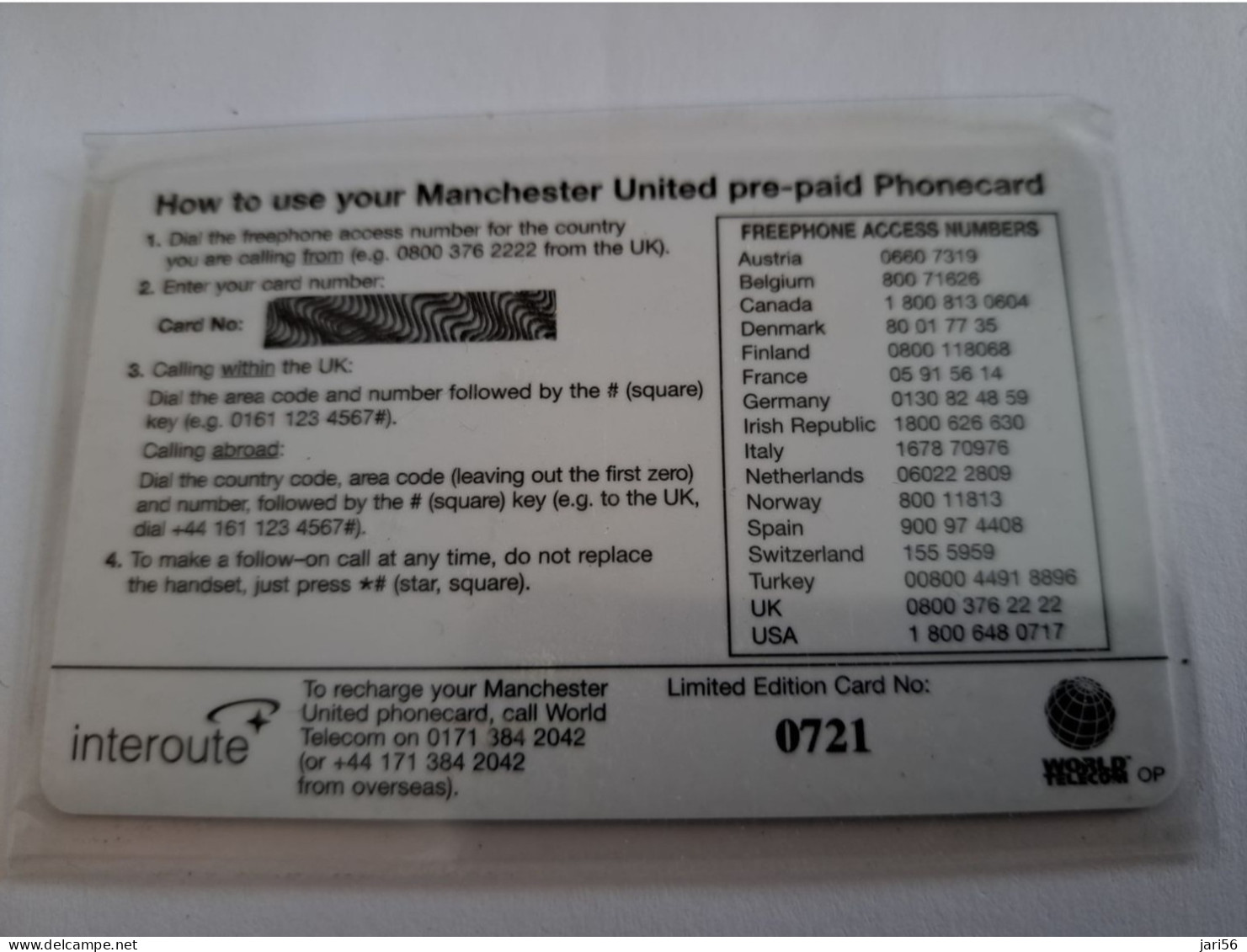 GREAT BRITAIN / 5 POUND  /  INTERCARD/ MACHESTER UNITED/ FOOTBAL/SOCCER /     /    PREPAID CARD/ MINT  **15719** - Verzamelingen