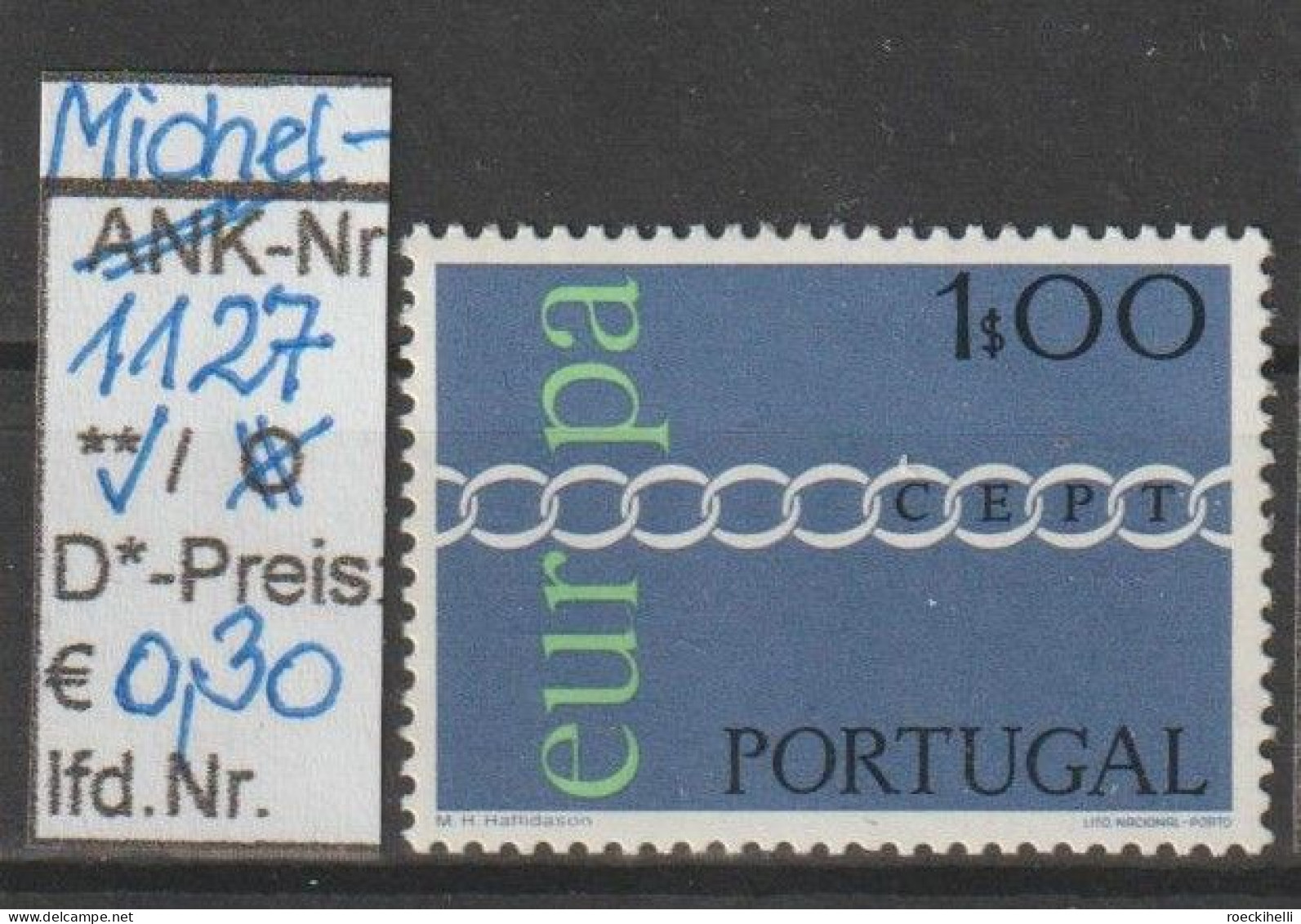 1971 - PORTUGAL - SM "Europa - Kettensymbol" 1,00 E Mehrf. - O Gestempelt - S.Scan (port 1127) - Neufs