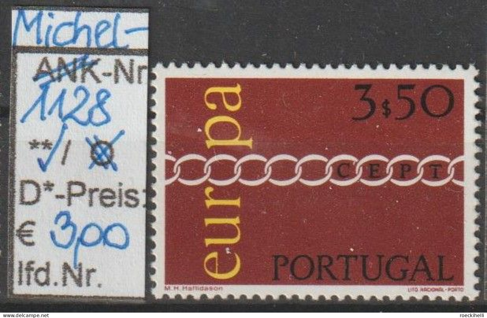 1971 - PORTUGAL - SM "Europa - Kettensymbol" 3,50 E Mehrf. - O Gestempelt - S.Scan (port 1128) - Neufs