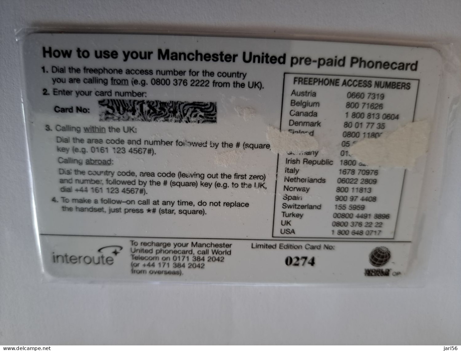 GREAT BRITAIN / 5 POUND  /  INTERCARD/ MACHESTER UNITED  / FOOTBAL/SOCCER /     /    PREPAID CARD/ MINT   **15723** - Verzamelingen