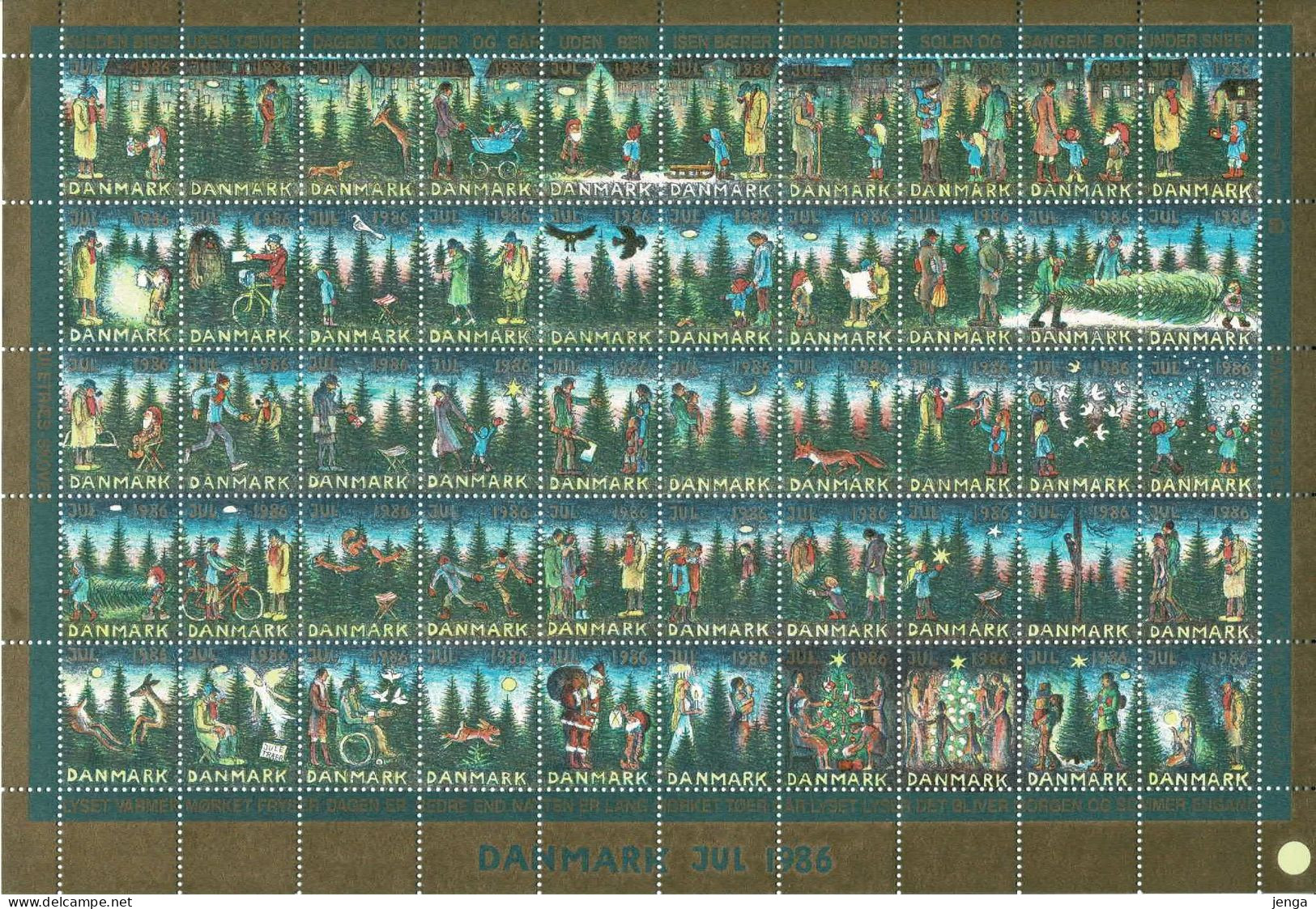 Denmark; Christmas Seals.  Full Sheet 1986;  MNH (**) - Ganze Bögen