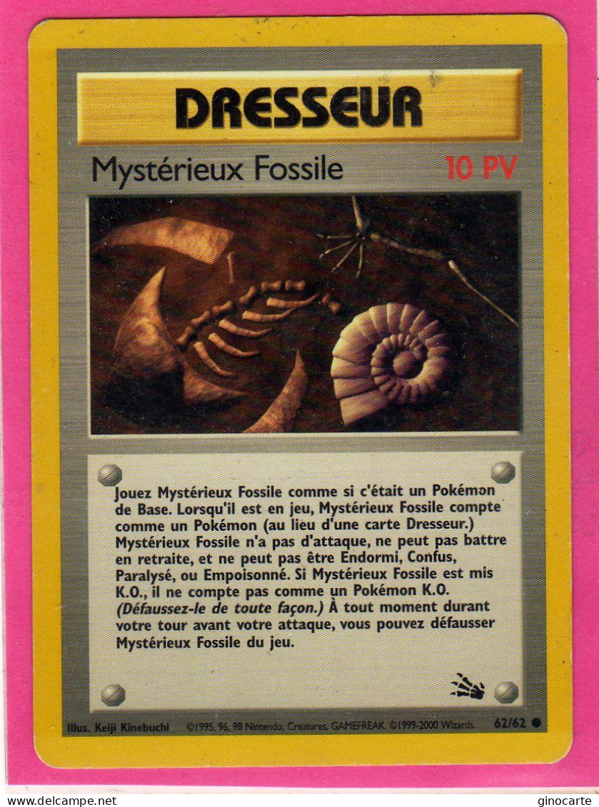 Carte Pokemon Francaise 1995 Wizards Fossile 62/62 Mysterieux Fossile10pv Bon Etat - Wizards