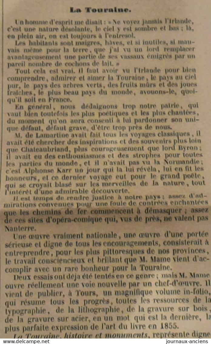 1855 TOULON BÉNÉDICTION DU POPE - LAVAL VIADUC DE LA MAYENNE - LA TOURAINE ( TOURS CHENONCEAUX CHINON ) - SEBASTOPOL