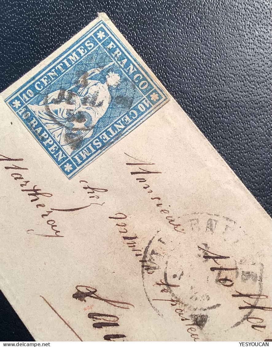 VILLENEUVE (Vaud Aigle) 1858 Strubel 10 Rp MINIATUR BRIEF>Lausanne (lettre Miniature Cover Mini Briefli Schweiz - Brieven En Documenten