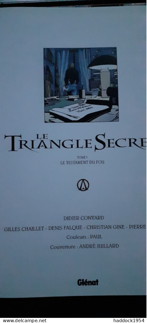 Le Triangle Secret Les 7 Tomes CONVARD FALQUE JUILLARD Glénat 2000-2003 - Triangle Secret, Le