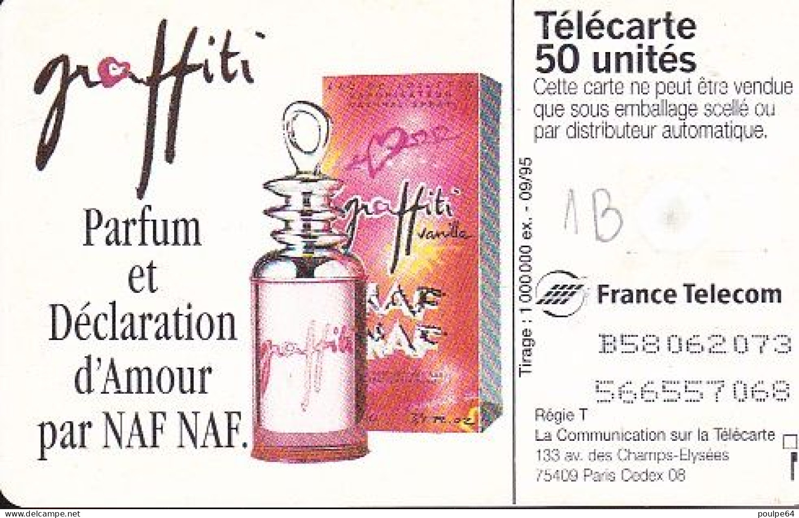 F588A - 09/1995 - GRAFFITI - NAF NAF - 50 GEM1B - (recto : Rose Pale) - 1995