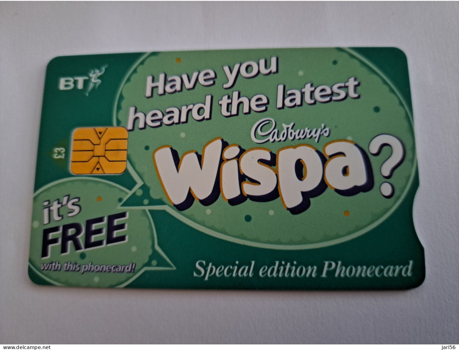 GREAT BRETAGNE  3 POUND/  CHIP  CARD/ WISPA/ CADBURYS  /  **15729 ** - BT Übersee