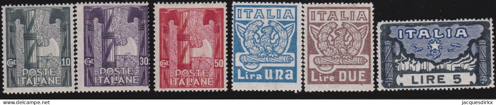 Italy   .  Y&T   .     134/139      .    **       .  MNH - Ongebruikt