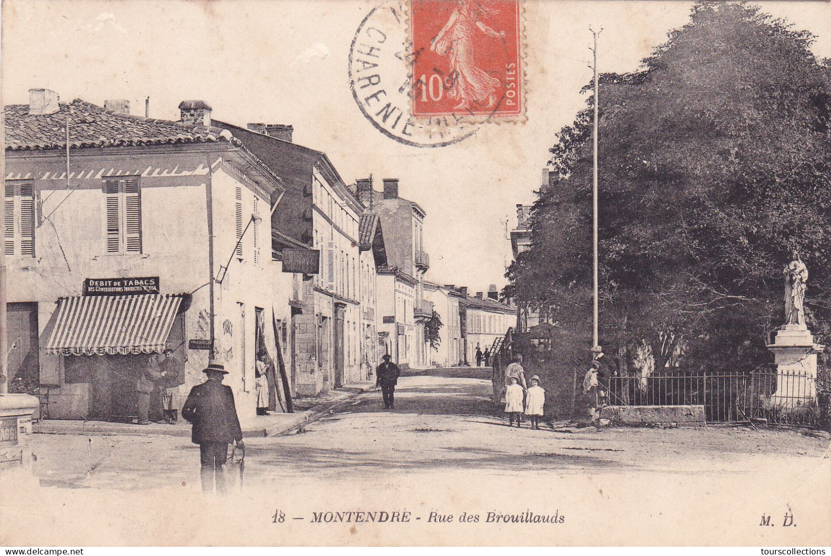 CPA 17 @ MONTENDRE - Rue Des Brouillauds En 1915 Le Bureau De Tabac De L'angle - MD 18 - Montendre