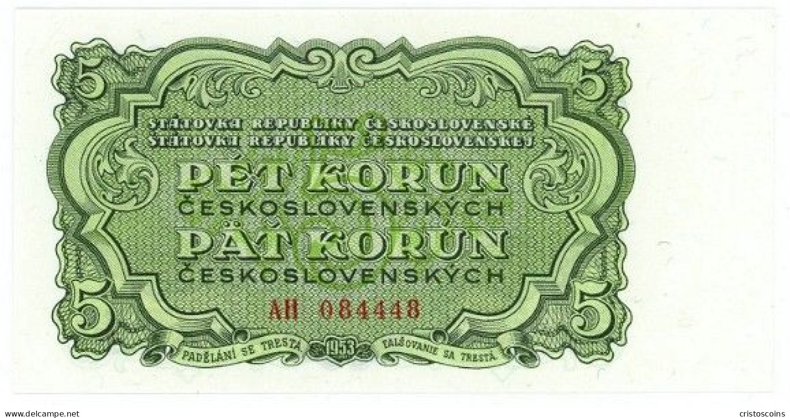 Cecoslovacchia 5 Corone 1953 P-80b FDS (B/1-60eb - Repubblica Ceca