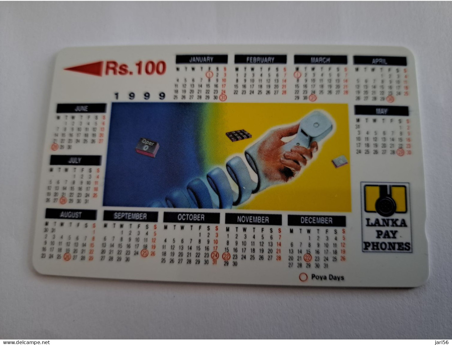 SRI LANKA RS 100 LANKA PAY PHONES / CALENDAR  1999 /  MINT /SERIE NO 38SRLC    **15736 ** - Sri Lanka (Ceylon)