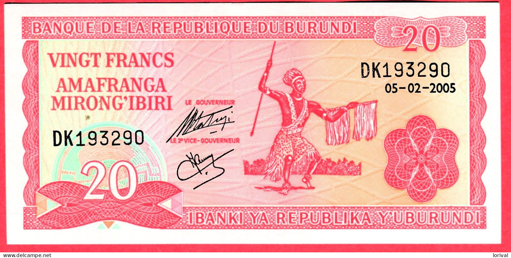 20 Francs Neuf 3 Euros - Burundi