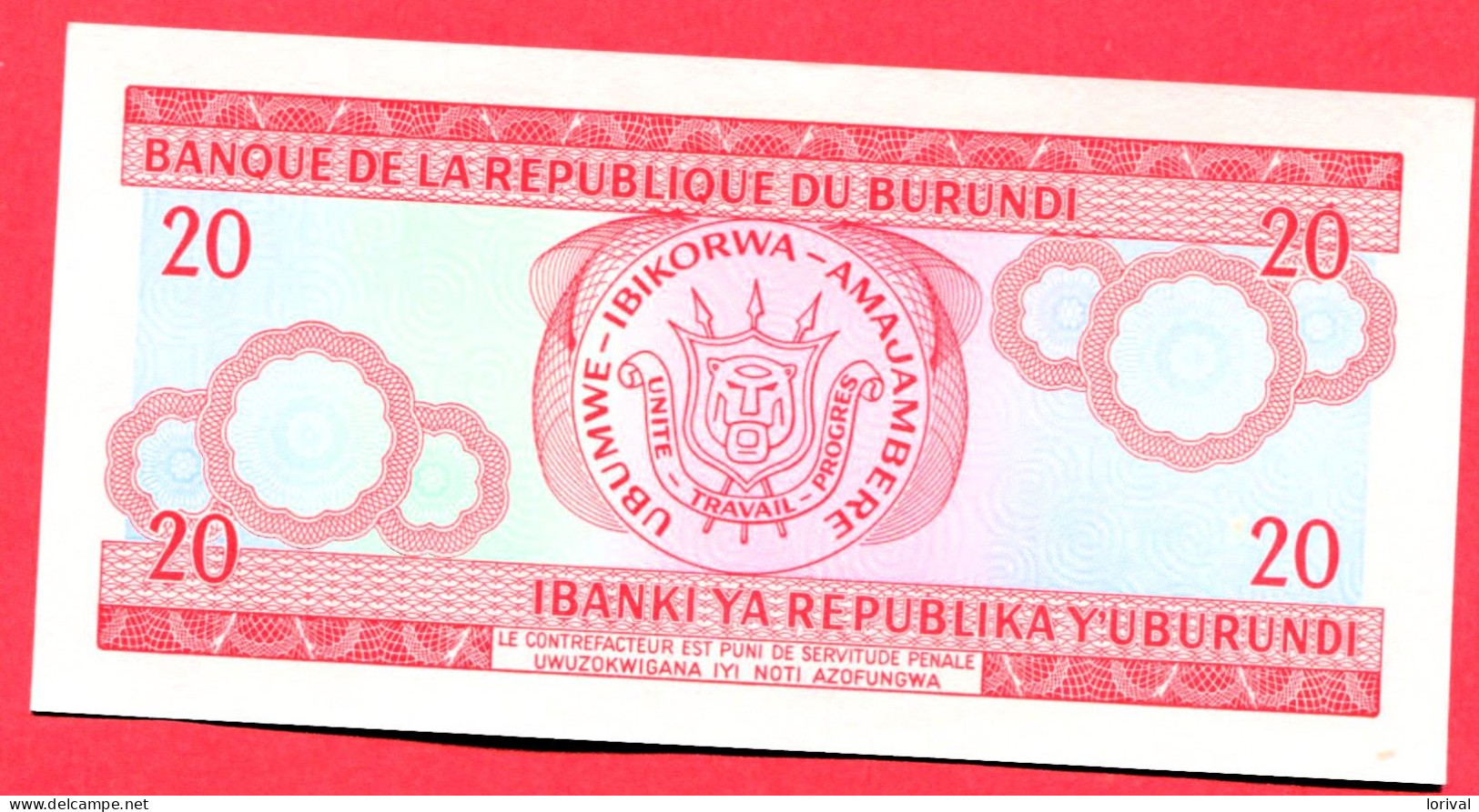 20 Francs Neuf 3 Euros - Burundi