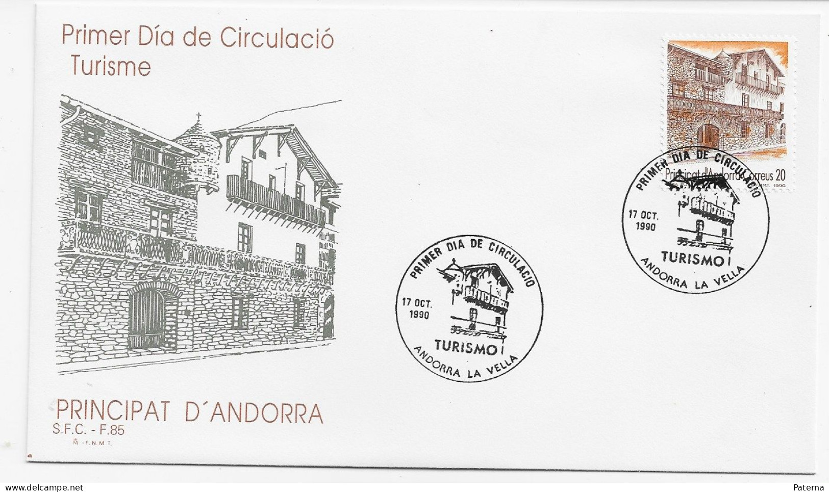 3828 FDC Andorra La Vella  Turismo, Turisme 1990. - Lettres & Documents