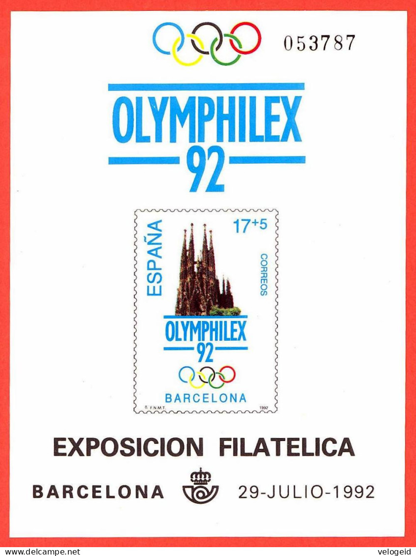 España. Spain. 1992. PO. Exposicion Filatelica OLYMPHILEX '92. Barcelona - Blocs & Hojas